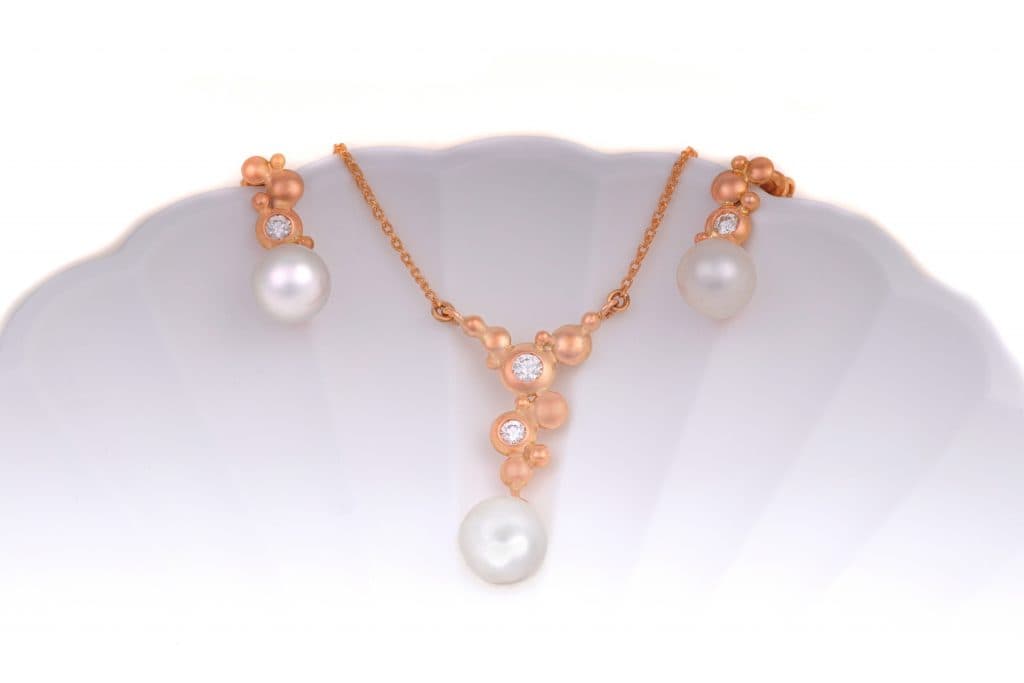 Perlové náušnice s diamanty - 2